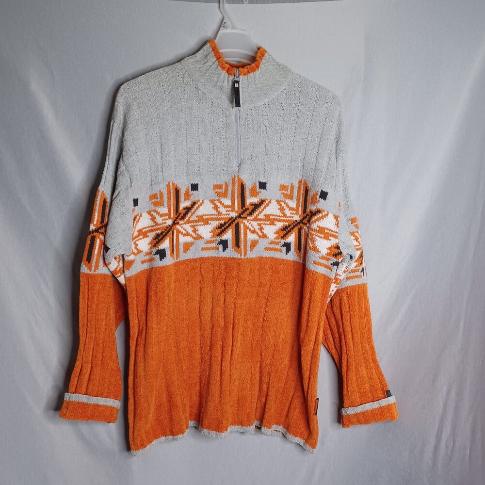 Southpole Sweater Mens XXL Gray/Orange Chanille 2KTeam Soft Knit Outdoor Snow